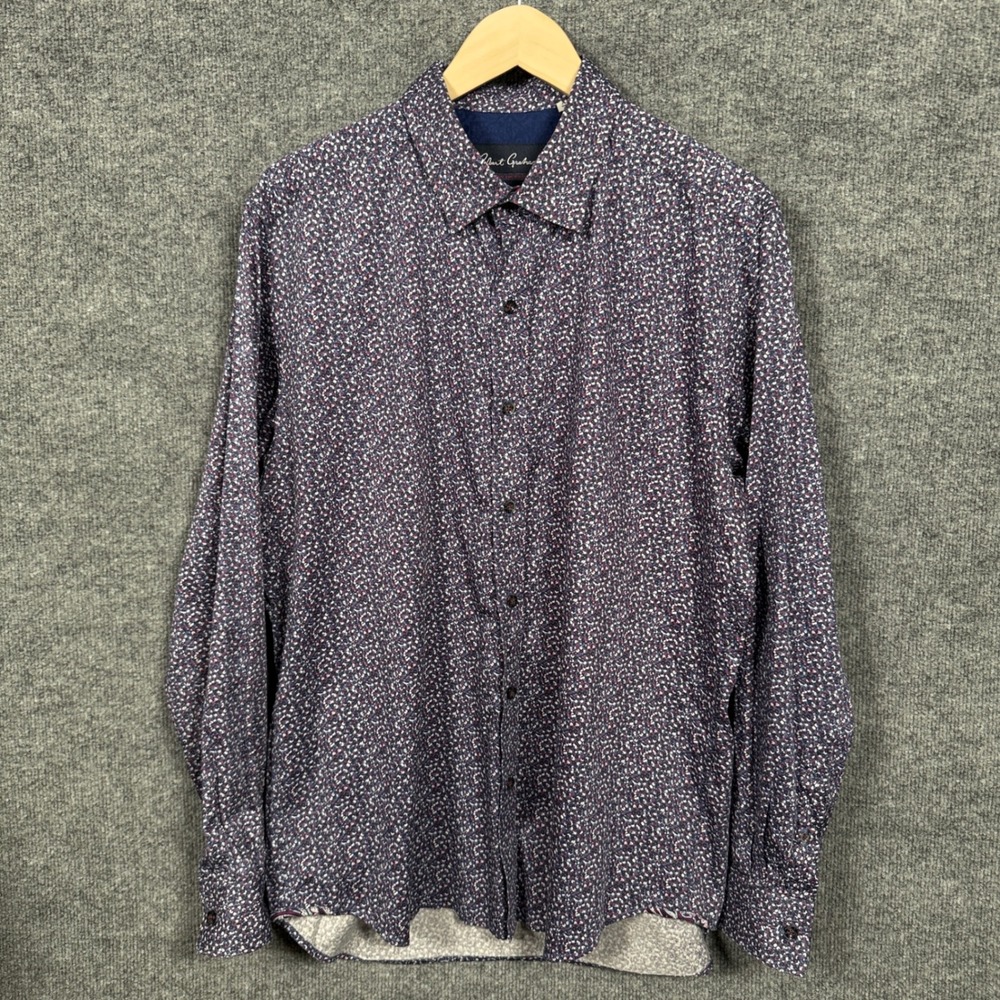Robert Graham Mens Size XL Shirt Navy White Cotton Blend Modern Americana
